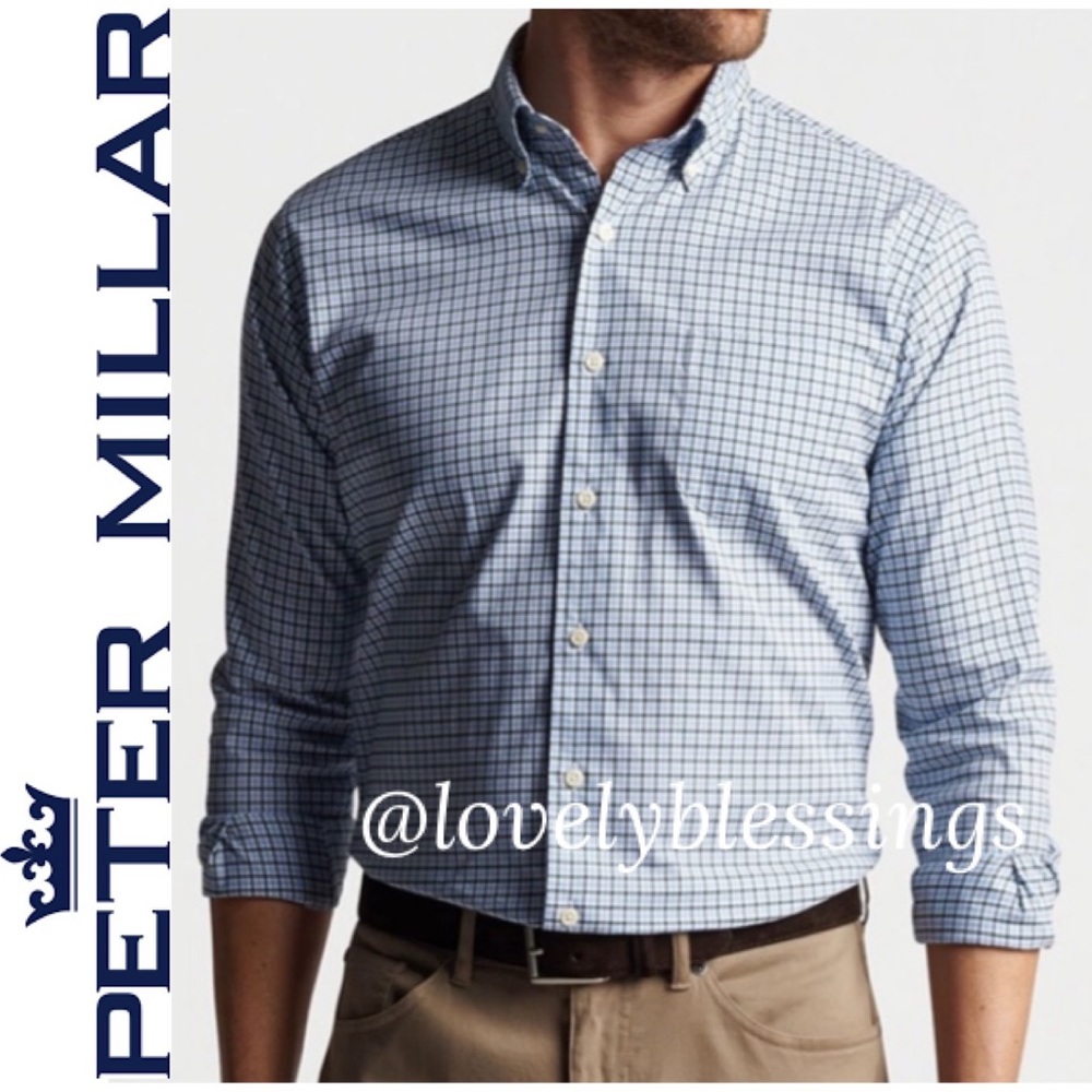 Peter Millar Flex Finish Button Front Checked Pla… - image 8